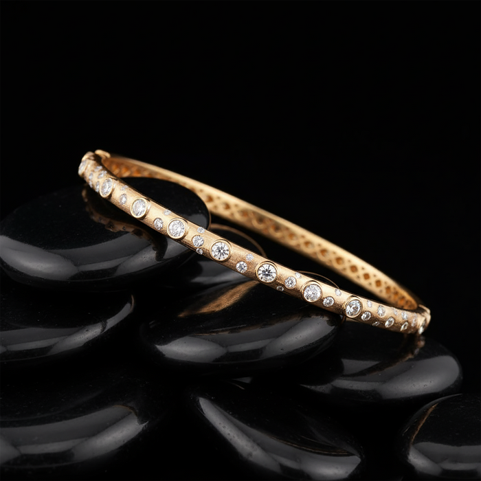 Quiet Lustre 14K (or 18k upon request) Yellow Gold Bangle Diamond Bracelet