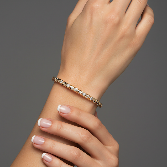 Quiet Lustre 14K (or 18k upon request) Yellow Gold Bangle Diamond Bracelet