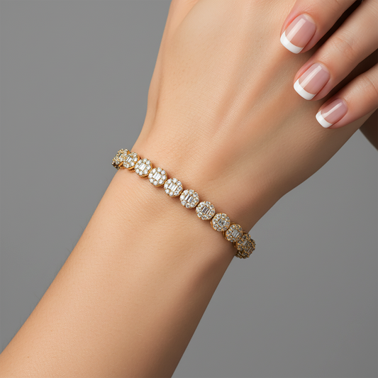 Pure Round Diamond Bangle Bracelet in 14K Yellow Gold