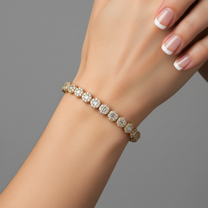 Pure Round Diamond Bangle Bracelet in 14K Yellow Gold
