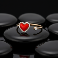 Diamond Starlight Heart Open Wrap Ring in 14K Yellow Gold
