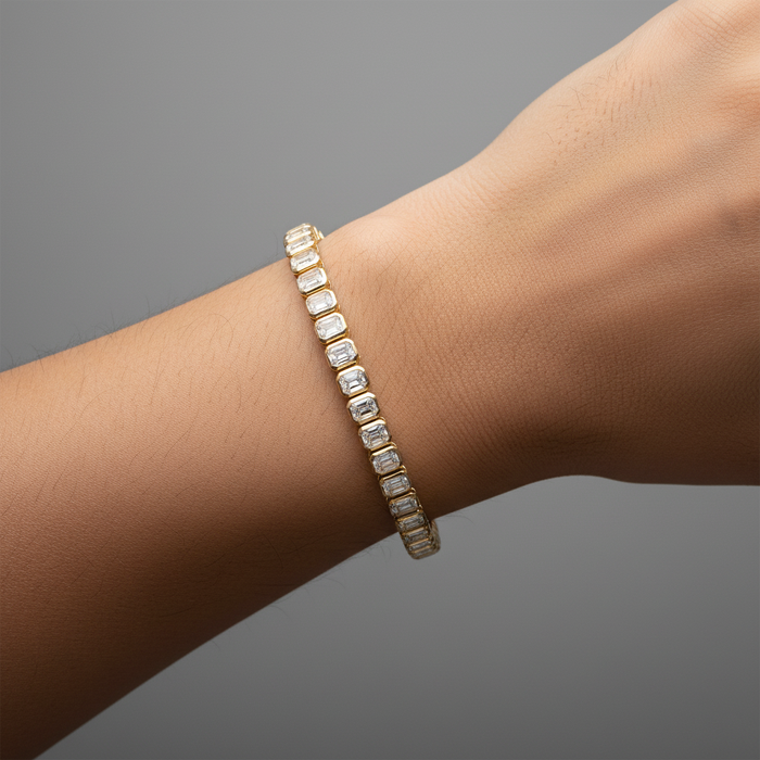 Supreme Emerald Diamond Tennis Bracelet in 14K Yellow Gold