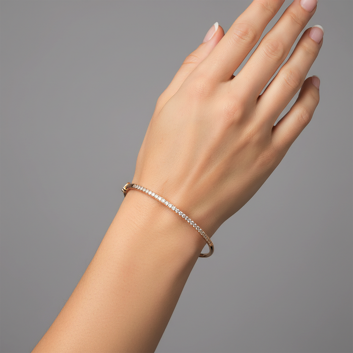 Delicate Half Eternity Diamond Bangle Bracelet in 14K Yellow Gold