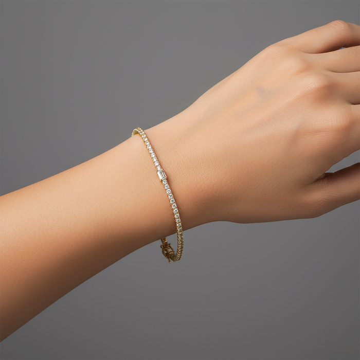 Pure Grace Sapphire Tennis Bracelet in 14K Yellow Gold