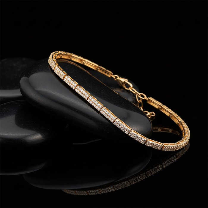 Polished Diamond Tennis Bracelet in 14K Yellow Gold