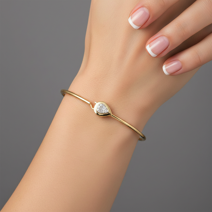 Baguette Diamond 14K (or 18k upon request) Yellow Gold Bangle Bracelet