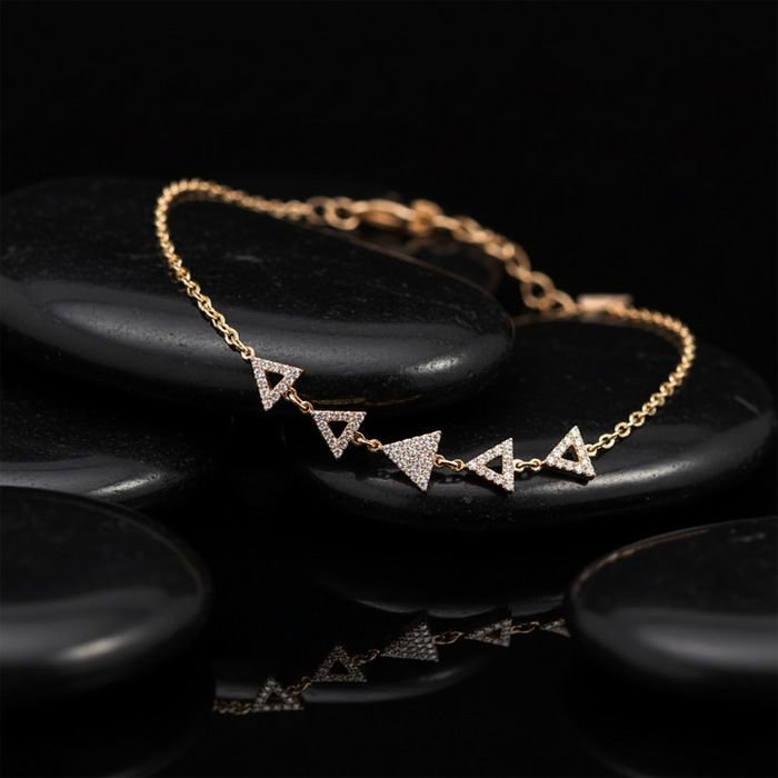 Opalescent Charm Diamond Bangle Bracelet in 14K Yellow Gold