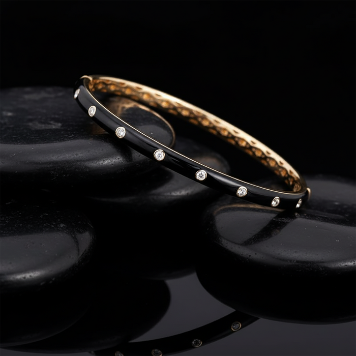 Opal Mirage Bangle Bracelet in 14K Yellow Gold