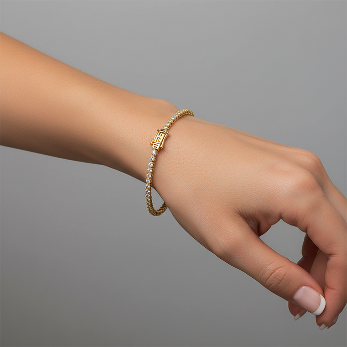 Onyx Elegance Tennis Bracelet in 14K Yellow Gold