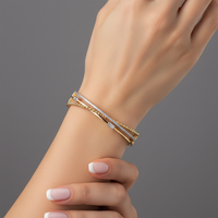 Baguette Diamond Bangle Bracelet in 14K Yellow Gold