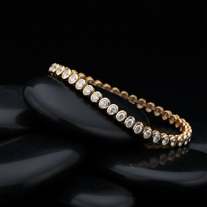 Half Emerald Diamond Tennis Bracelet in 14K Yellow Gold