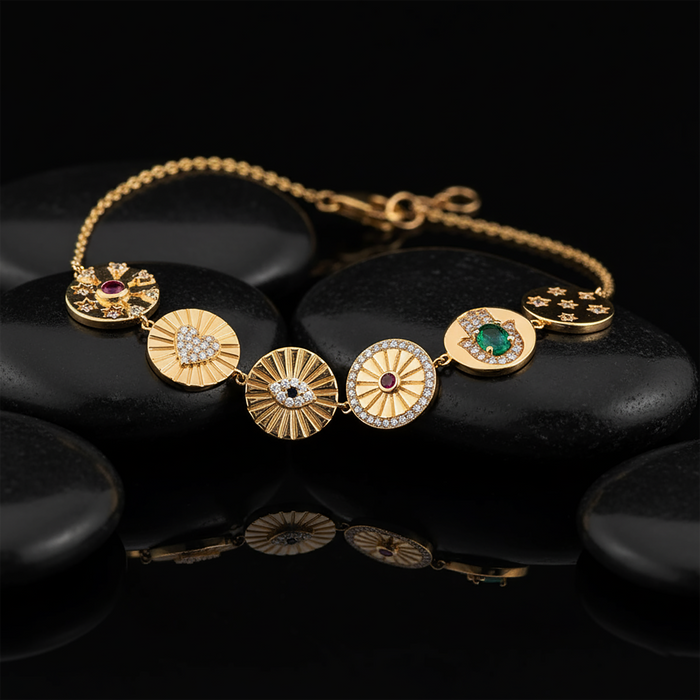 Majestic Diamond Vintage Charm Bracelet in 14K Yellow Gold