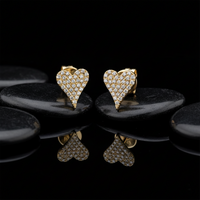 Heart Shape Diamond 14K (or 18k upon request) Yellow Gold Stud Earrings