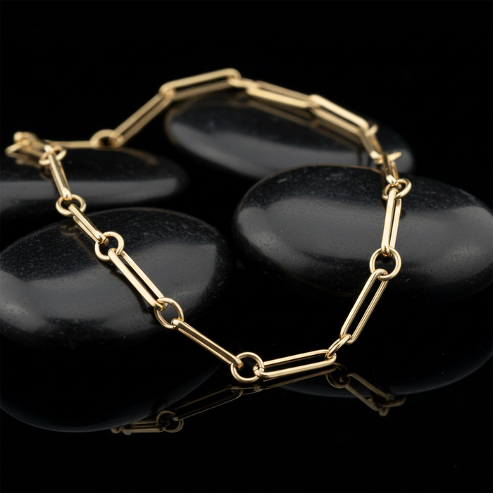 Modern Paperclip Chain Necklace in 14K Yellow Gold