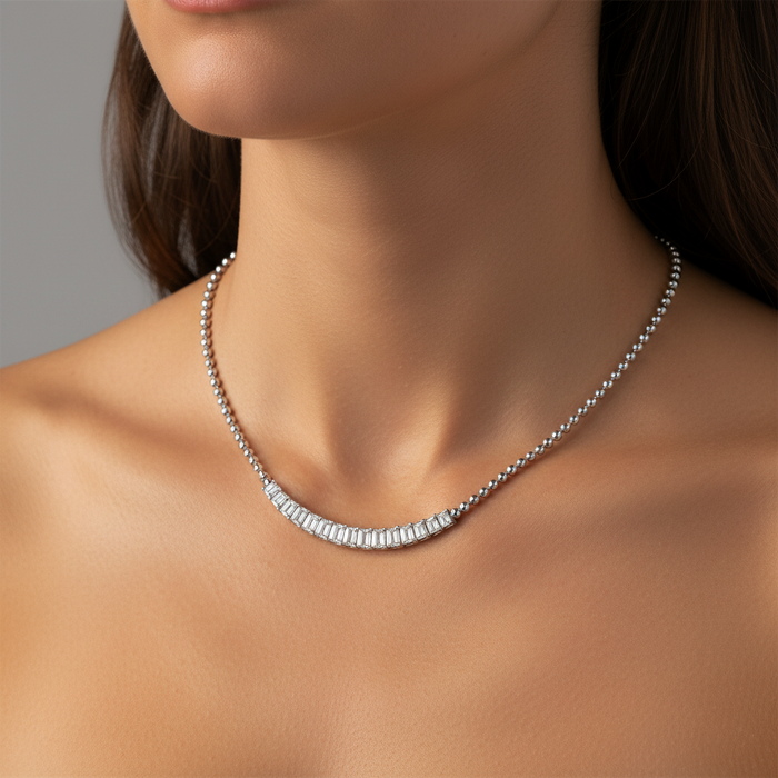 Carat Baguette 18K Round Chain Statement Necklace
