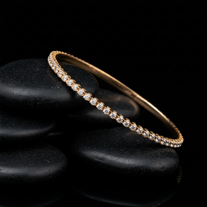 Lustrous Square Diamond Bangles Bracelet in 14K Rose Gold
