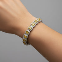 Double Halo Pillow Cut Diamond Bracelet in 18K Yellow Gold
