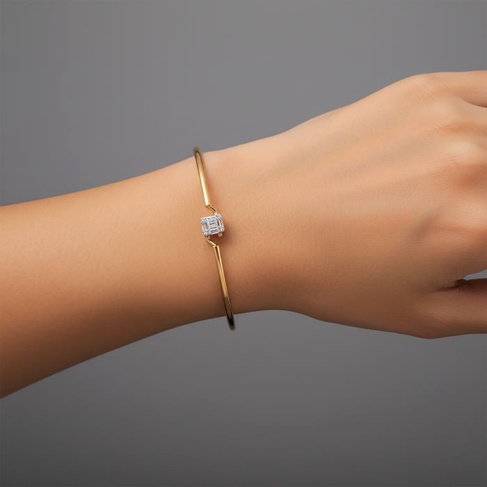 Nine Baguette Diamond Bangle Bracelet in 14K Yellow Gold