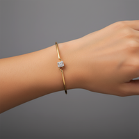 Nine Baguette Diamond Bangle Bracelet in 14K Yellow Gold