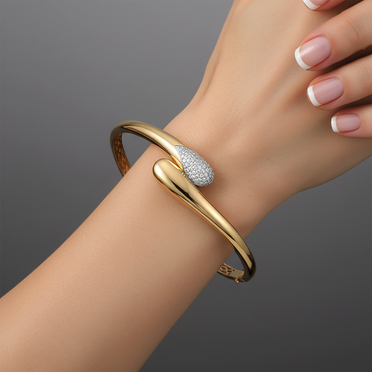 Halo Diamond Bangle Bracelet in 14K Yellow Gold