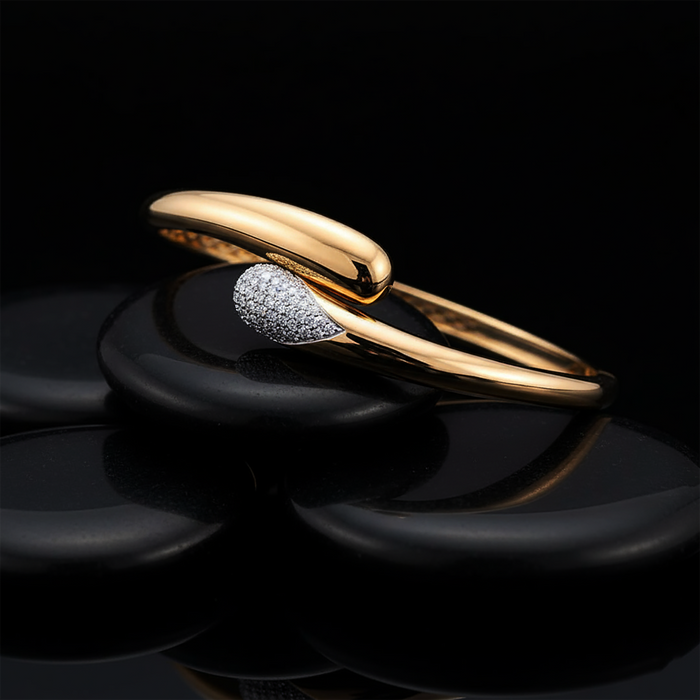 Halo Diamond Bangle Bracelet in 14K Yellow Gold