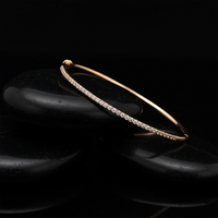 Round Diamond Petite Micro Pave Bangle Bracelet in 14K Gold