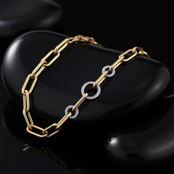 Infinite Diamond Link Bracelet in 14K Yellow Gold