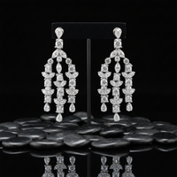Cascade Multi Cut Diamond Drop Earrings in 18K White Gold