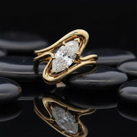 Marquise Flow Diamond Ring in 18K Yellow Gold
