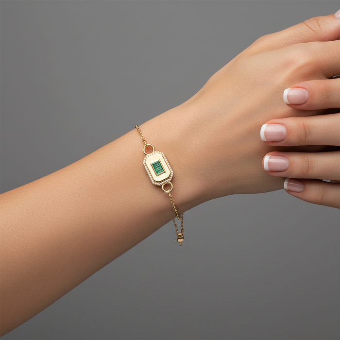 Northern Gemstone Diamond Link Bracelet in 14K Yellow Gold