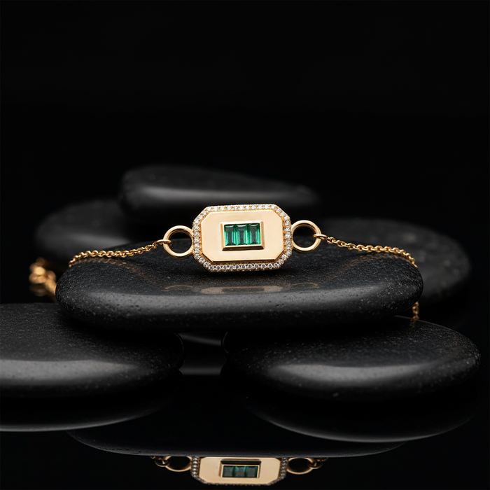 Northern Gemstone Diamond Link Bracelet in 14K Yellow Gold