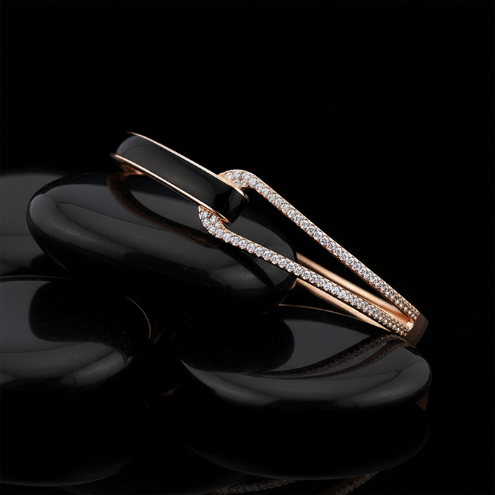 Morning Clip Diamond Bangle Bracelet in 14K Yellow Gold
