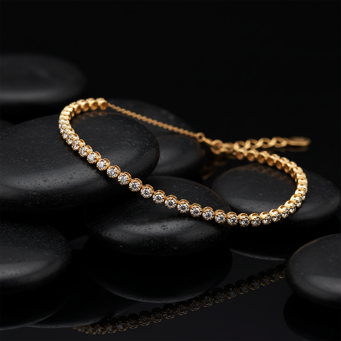 Morganite Diamond Tennis Bracelet in 14K Yellow Gold