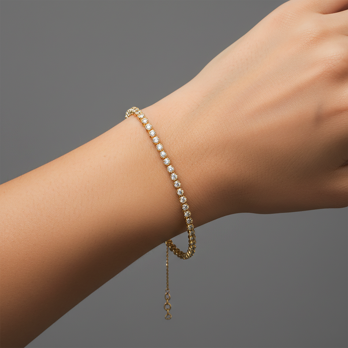 Morganite Diamond Tennis Bracelet in 14K Yellow Gold