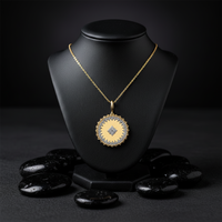 Round Motion Diamond Pendant Necklace in 14K Yellow Gold