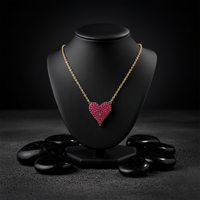Diamond Ruby Charm Pendant Necklace in 14K Yellow Gold