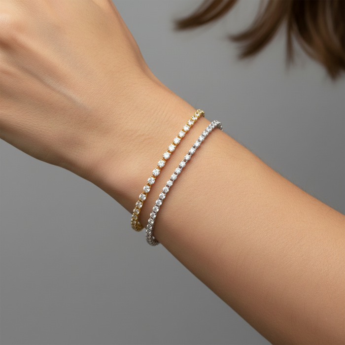 Radiant Diamond Yellow Gold Tennis Bracelet in 14K Gold