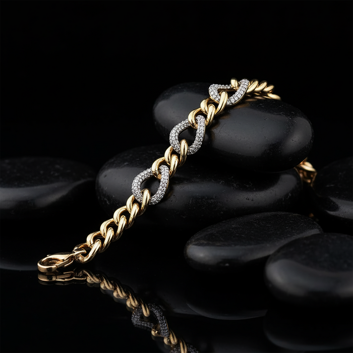 Heavenly Diamond Link Chain Bracelet in 14K Yellow Gold