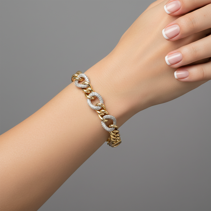 Heavenly Diamond Link Chain Bracelet in 14K Yellow Gold