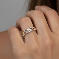 Radiant Majesty 14K Baguette Diamonds Yellow Gold Ring