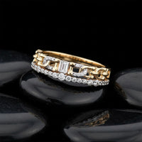 Radiant Majesty 14K Baguette Diamonds Yellow Gold Ring