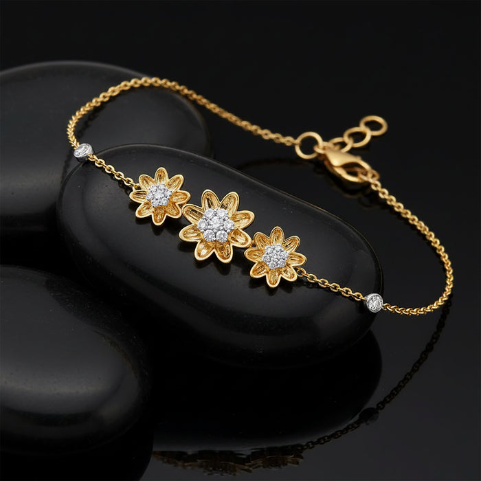 Fancy Golden Diamond Link Bracelet in 14K Yellow Gold