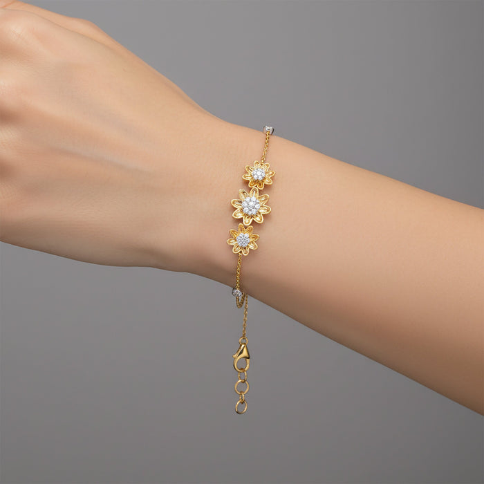 Fancy Golden Diamond Link Bracelet in 14K Yellow Gold