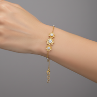 Fancy Golden Diamond Link Bracelet in 14K Yellow Gold