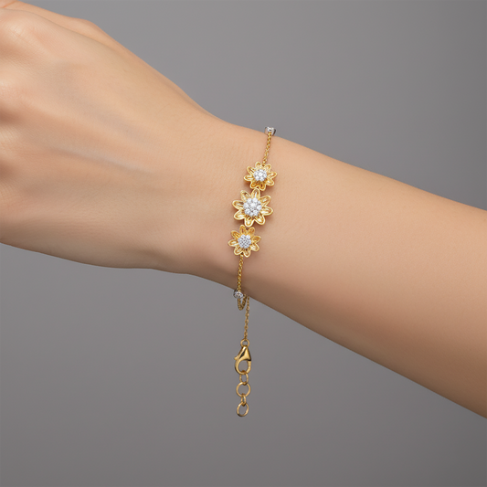 Fancy Golden Diamond Link Bracelet in 14K Yellow Gold