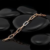 Interlocking Diamond Set Paperclip Bracelet in 14K Gold