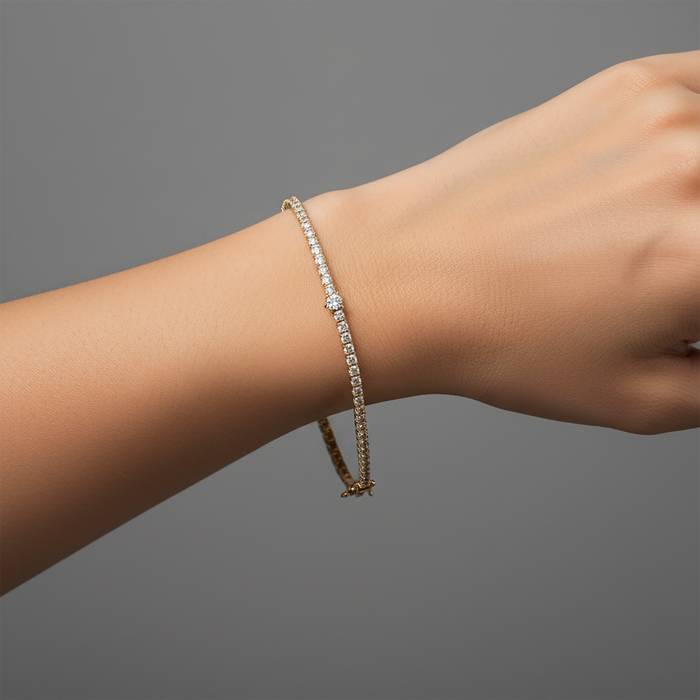 Golden Gleam 14K Diamond Tennis Bracelet