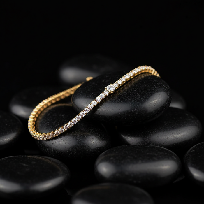 Golden Gleam 14K Diamond Tennis Bracelet