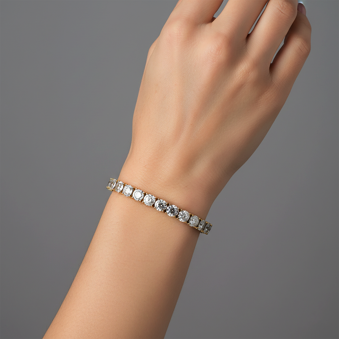 Radiant Rounds Bezel Diamond Line Bracelet in 14K Gold