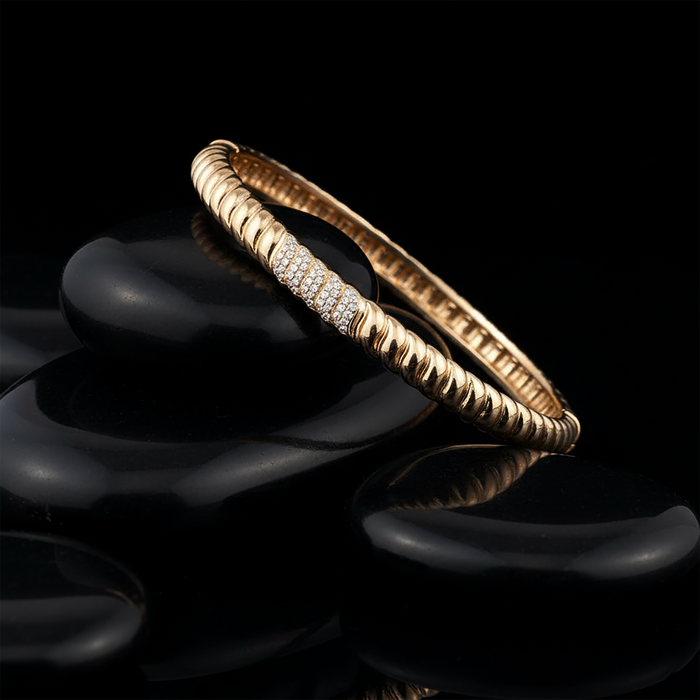 Gilded Radiance Diamond Bangle Bracelet in 14K Yellow Gold